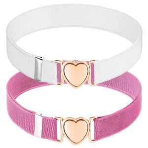 2pcs Girls Belt, Elastic Adjustable Stretch Pink And White Waist Belts With🙀